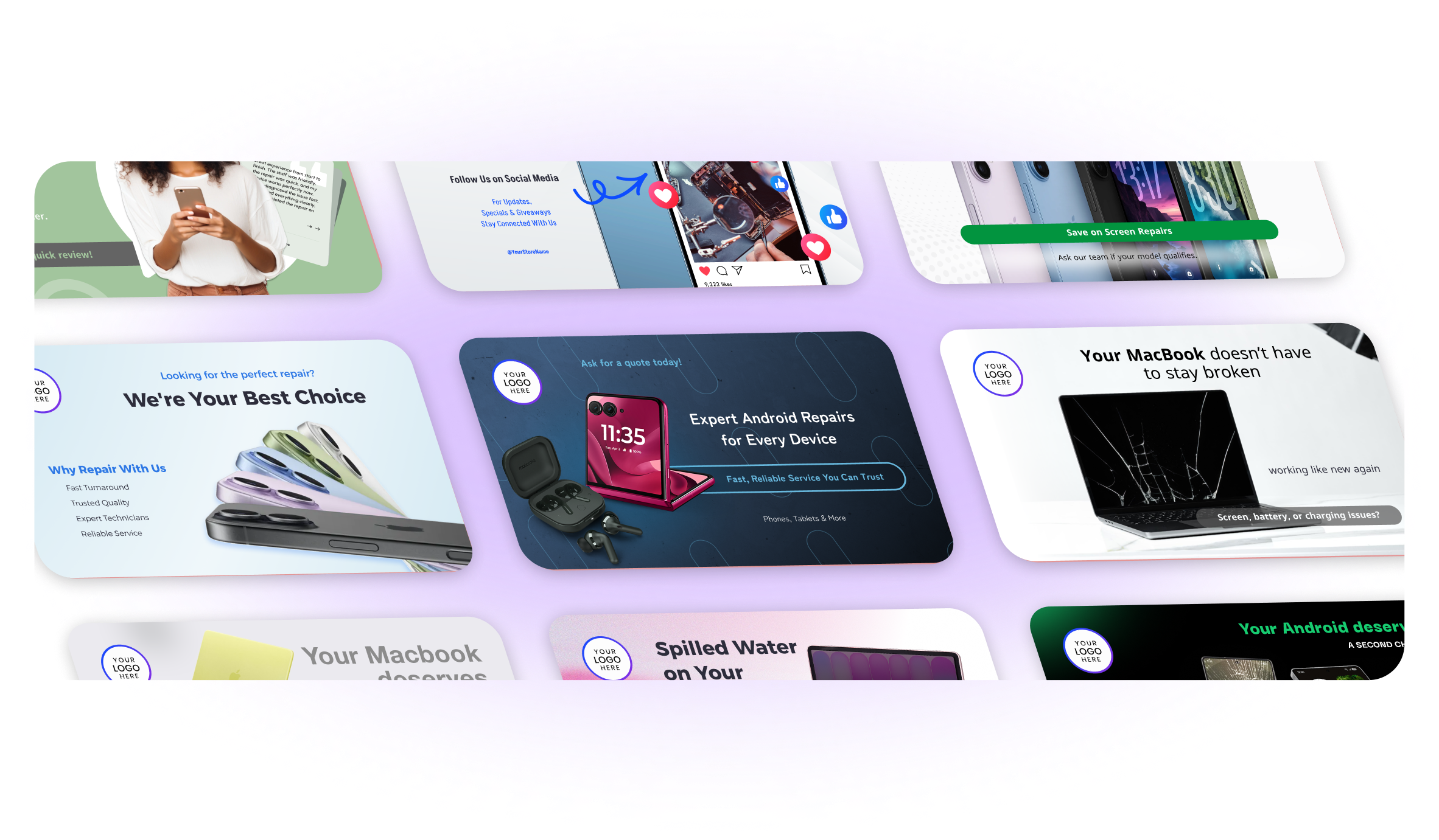 A range of AdCentral TV template categories