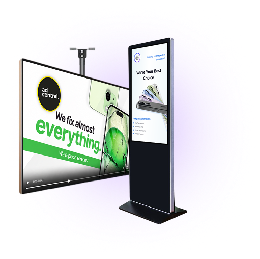 AdCentral TV content in landscape and portrait orientations